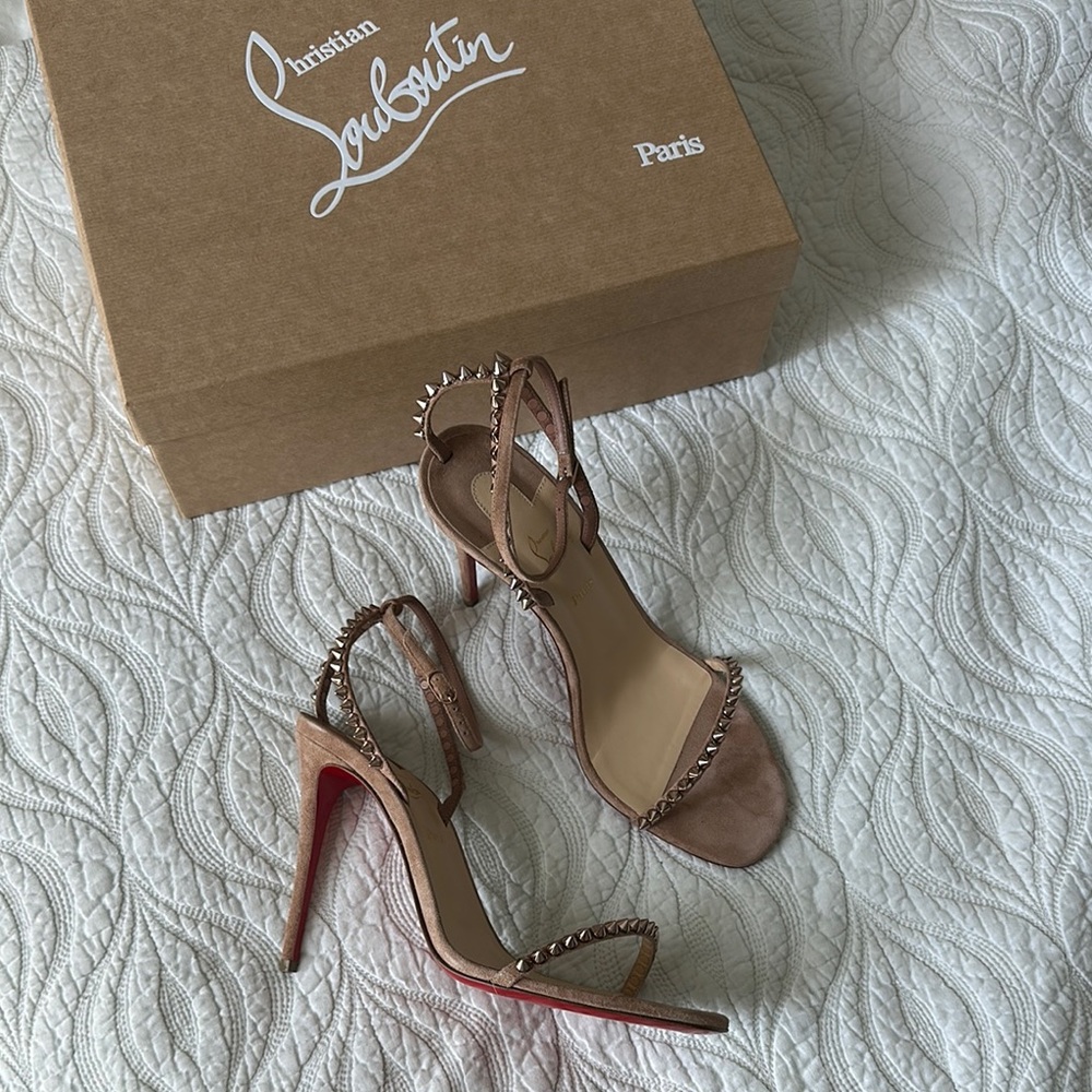 CHRISTIAN LOUBOUTIN So You 100mm Veau Velour Stiletto Sandals